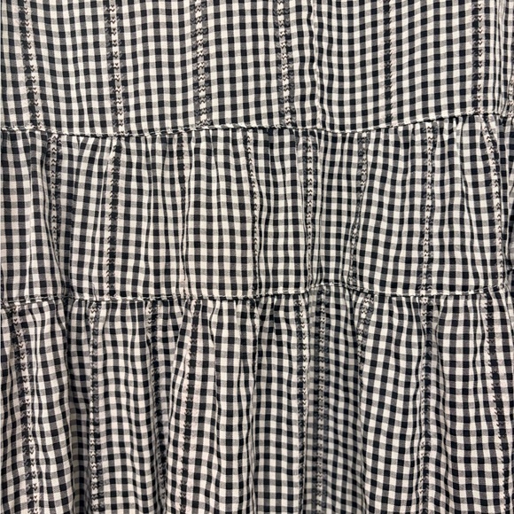 Max Studio Gingham Black and White Blouse Size Large – Tiered, Lightweight, Boho - Picture 12 of 14